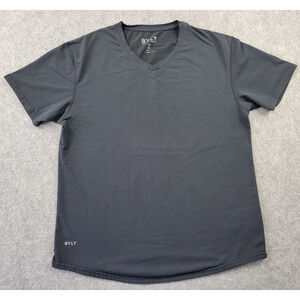 Bylt Lux Shirt Mens XL Black V-Neck Short Sleeve Tee Stretch Casual